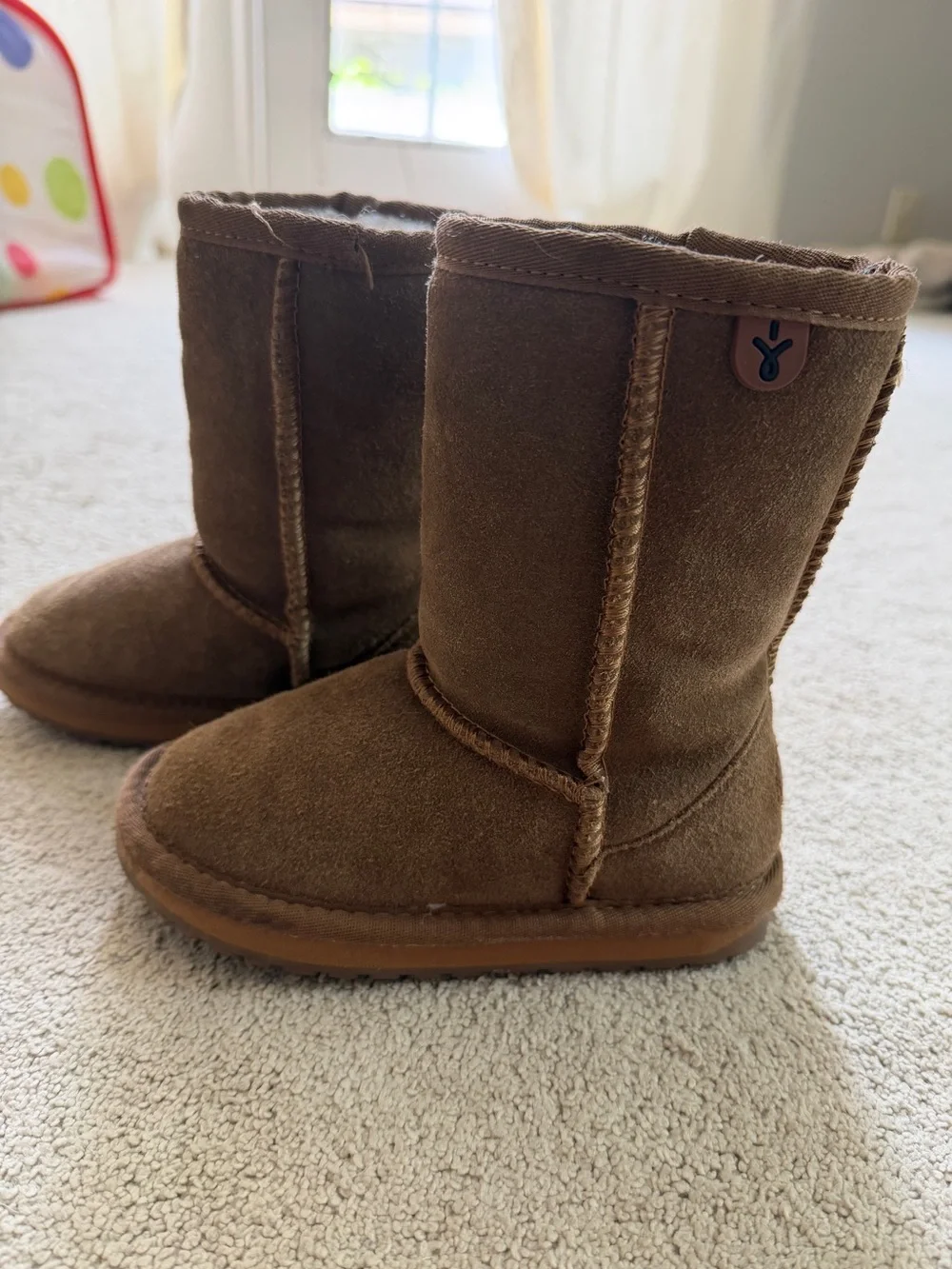 Emu Kids Brown Suede Shearling-Lined Boots